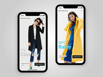 Fashion Weather app clothing concept e commerce fashion ios iphone x shopping weather