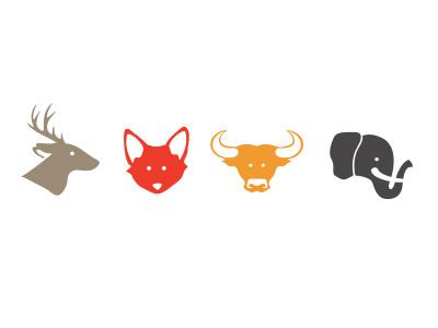 It's a zoo in here... animals bull colooooor deer elephant fox foxy icons illustration logo logo marks stag