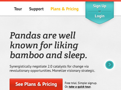 Pandas Like Bamboo button design login nav sign up slide web