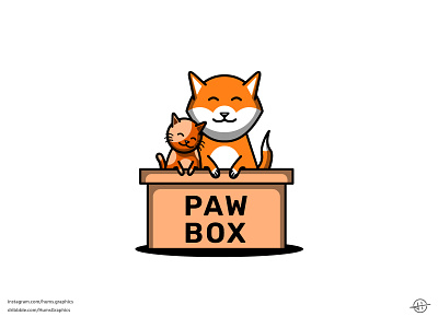 Paw Box box cartoon illustration logo paw pet