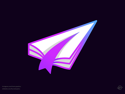 Plane and Book Logo binding book bookmark design flight gradation graphic logo minimalist modern plane travel