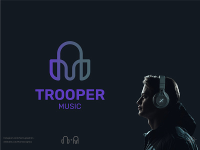 Trooper Music dj graphic design headphone headset helm ideas logo modern music song trooper