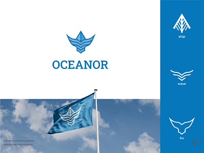 OCEANOR boat branding conqueror fin fish graphic design logo luxury modern ocean sea ship simple versatile victory wave