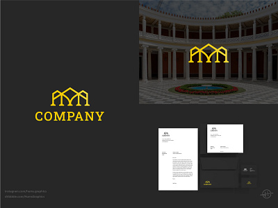 Luxury Mansion black branding design elegant gold home house logo luxury mansion mod modern stationery