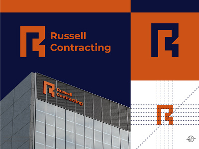 Russell Contracting architecture branding builder building company contracting letter c letter r lettermark logo logo concept logo grid modern monogram negative space simple town