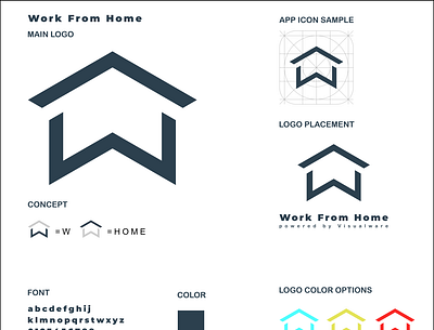 Work From Home bulding logo design flat grid logo illustration lettermark logo minimal typography vector wordmark logo