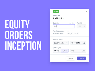 Equity orders inception equities etf finance fintech shares web