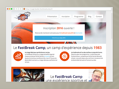 Fastbreak Camp - Basketball website basket basketball fastbreakcamp flat france landingpage sport webdesign website wixiweb