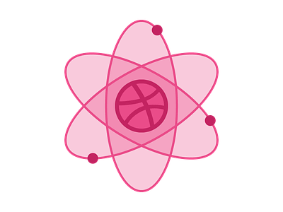 Dribbble Atom atom dribbble flat logo pink sticker