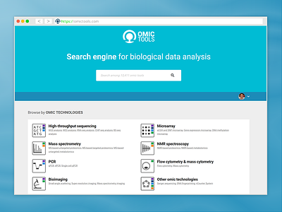 New UX of Omictools search engine landing page. bioinformatics dna engine massspec microarray ngs omic rouen search ux webdesign wixiweb