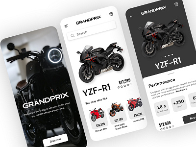 Grandprix - Sport Bike App bike minimalist motor product design race speed sport ui