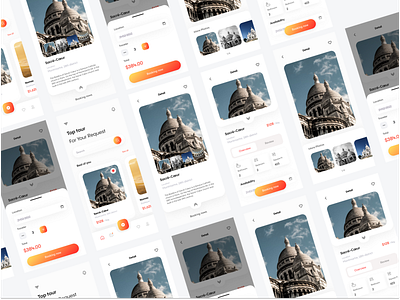 Mobile App Design Booking Tour app graphic design motion graphics orange tourapp trend ui