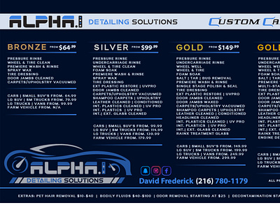 ALPHA.1 Detailing Solutions - Brand Identity Price Sheet Veteran