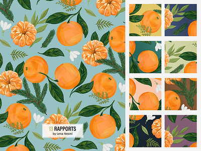 Pattern with tangerines