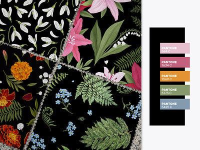 Botanical patterns. Fabric design.