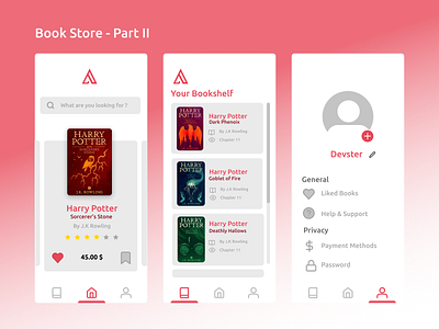 Book Store Part II 2color app book branding design flat graphic design ui ux web