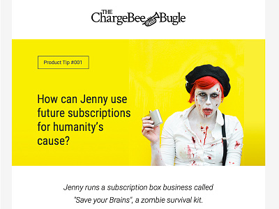The Chargebee Bugle card cards colourful email flat template yellow zombie