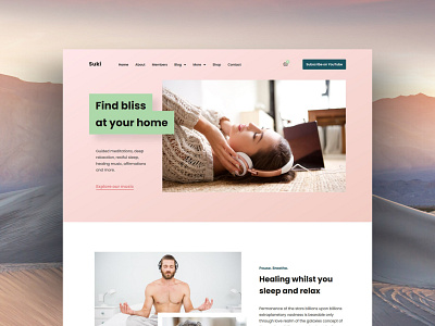 Suki – Meditation Channel Elementor Template Kit clean health home inspiration landing light love medical meditation music neutral pink template therapy web design website wellness woman wordpress yoga