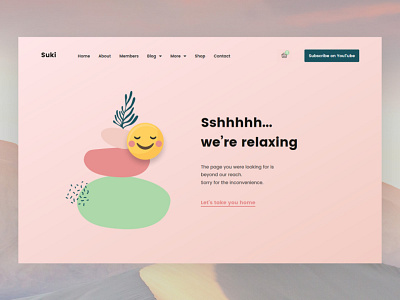 Cute 404 Error Page for Suki 008 404 404 error 404 error page 404page creative cute design error error page illustration landing layout not found page not found pink ux web webdesign website