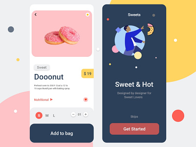 Dooonut sweet App animation branding food and drink illustration ios app design ios icon ios xs logo design minimal restaurant ui