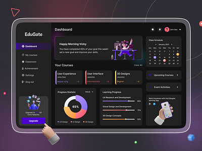 EduGate: E-Learning Platform 3d branding darkmode dashboards e learning platform educate education website courses illustration logo my courses online learning ui website