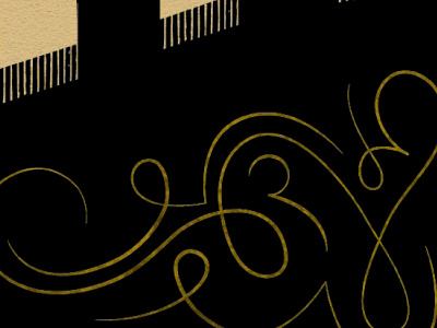 Muhammad Ali Book—Detail black filigree gold lettering swoosh