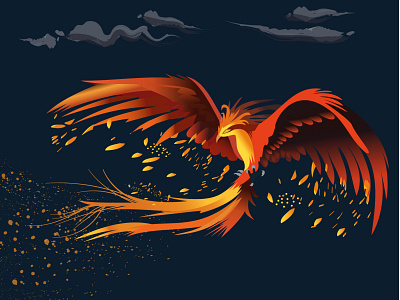 Phoenix bird character characterdesign dumbledore feather fire flame harry potter harrypotter hogwarts illustration phoenix vector wing wings