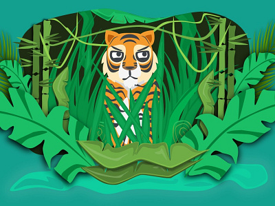 Tiger big cats cats cute forest forest animals hunt hunter illustraion illustration art jungle jungle book mowgli paws swamp tiger tigers vector vector illustration
