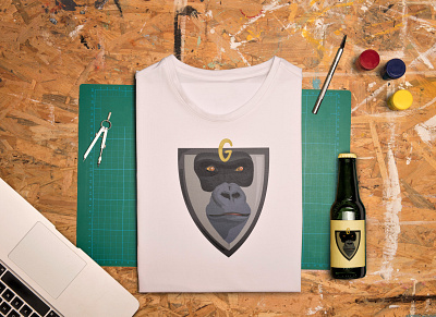 Gorilla T-Shirt bottle mockup brand charcter illustration logo logodesign t shirt t shirt design