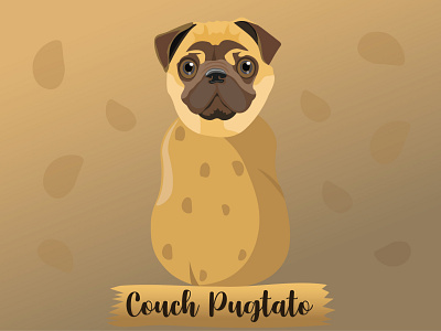 Couch Pugtato adorable animal cartoon charachter couch cute dog funny illustration illustrative joke pet potato pug