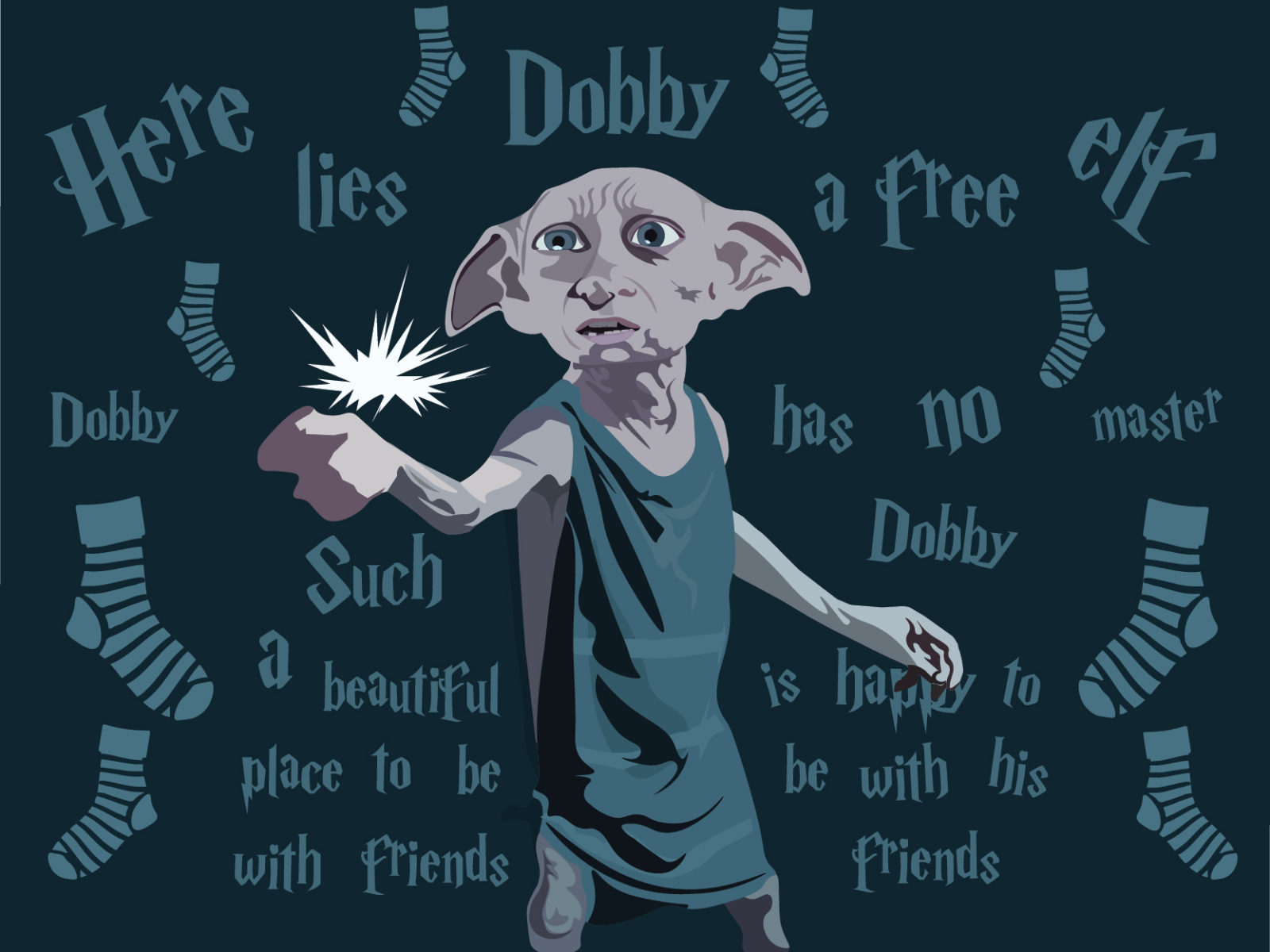Download Minimalist Dobby From Harry Potter Illustration Wallpaper   Wallpaperscom