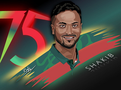 Shakib Al Hasan bangla bangladesh concept art cricket design graphic design illustration illustration art shakib shakib al hasan top