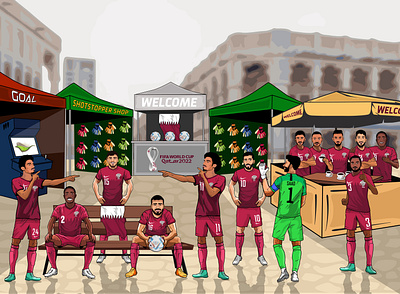 Qatar World Cup 2022 arab concept art design fifa football illustration illustration art middle east middleeast qatar soccer vector vector illustration worldcup