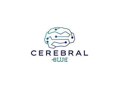 CEREBRAL Blue - Logo art blue brain branding company company branding company logo design engineering flat logo logodesign mind software vector wire