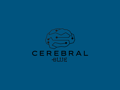 Black CEREBRAL art blue brain branding company company branding company logo computer design engineering flat logo logodesign mind software vector wire