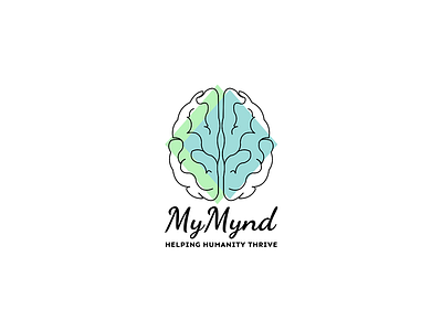 MyMynd-Logo art blue brain branding design flat green help humanity logo logodesign mentalhealth mind mindfulness vector