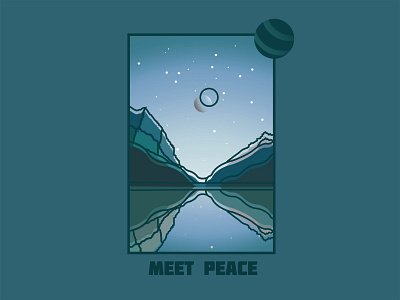 Meet Peace - Illustration art blue coreldraw design illustration landscape landscape design landscape illustration moon peace stars uranus