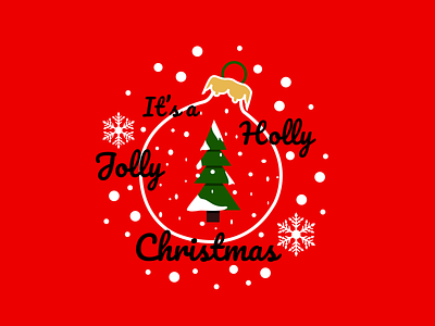 Holly Jolly Christmas - Illustration art bouble christmas christmas illustration christmas party christmas tree corel draw coreldraw design green holly illustration jolly red snow snowflakes