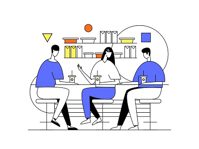 Google.Illustration cafe chatting graphic design illustration office team teambuilding