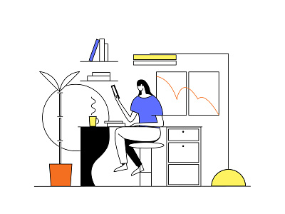 Google. Illustration graphic design homeoffice illustration reading remote women