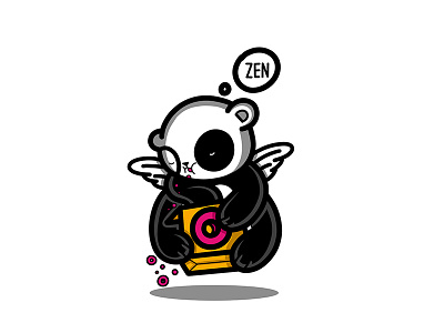 Zen Panda black logo panda sticker white zen