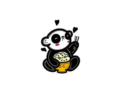 Sleeping And Eating Panda black eating logo panda rice sticker white