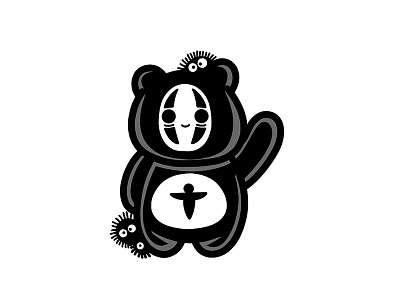 Kaonashi Sleeping Panda black cute kaonashi logo panda sticker white