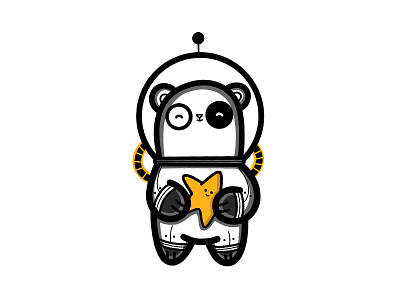 Space Sleeping Panda black cute logo panda space sticker white