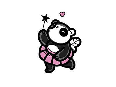 Sleeping Panda Ballet black cute logo panda space sticker tatoo white