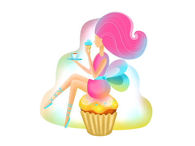Sweets cake card draw girl illustration pro create