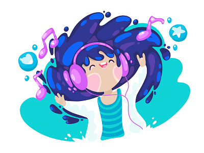Music Girl cartoon character cute girl illustraion ipad app music procreate procreate app