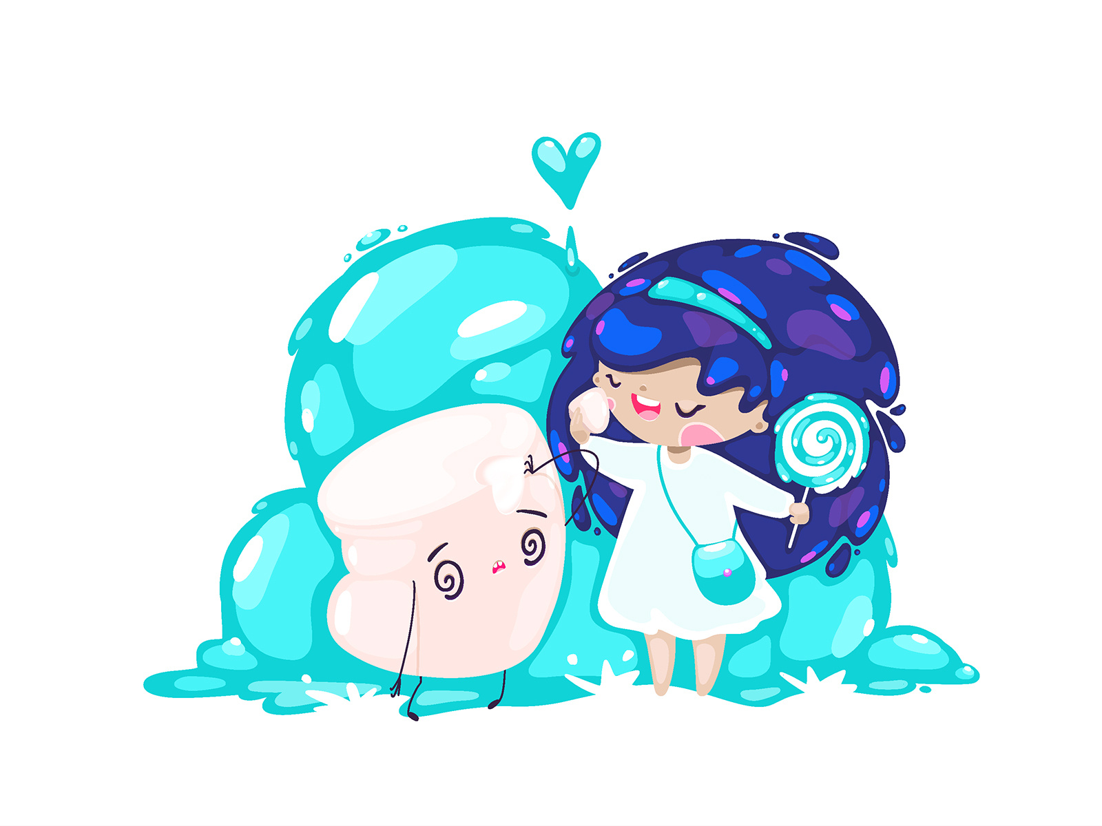 Girl And Marshmallow by Nataliia Tonyeva ʕ´• ᴥ •`ʔ on Dribbble