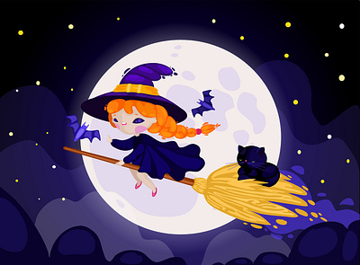 Little Witch cute draw halloween illustration vector vector illustration vectornator vectors withch