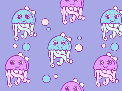 Cute jellyfish charachter cute design flat graphic design illustration jellyfish pattern vector